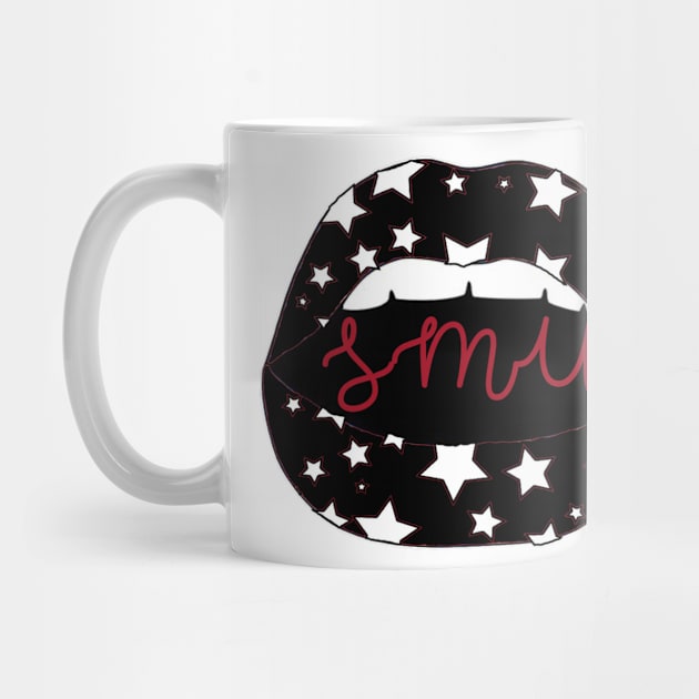 SMU Lips BW Red Script Stars by one-broke-kid